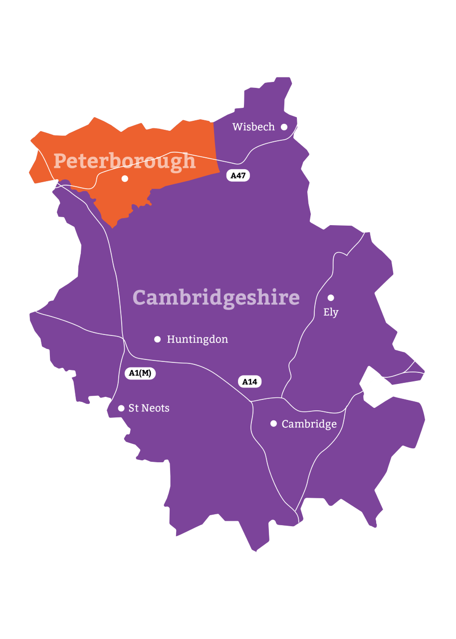Map of Cambridgeshire and Peterborough