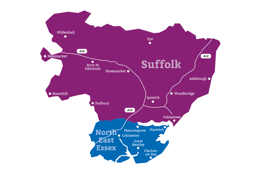 Map of Suffolk and North East Essex